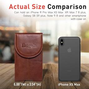 img 3 attached to 📱 Hengwin Leather Cellphone Holster Case with Belt Clip Pouch for iPhone 11 Pro Max XS Max Belt Loop Phone Holder for Men Vertical Samsung Galaxy Note 10 9 8 Plus - Brown