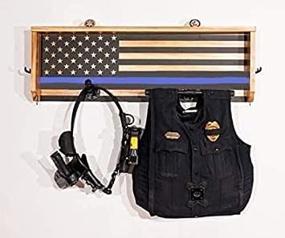 img 3 attached to 👮 StandTall Tactical Duty Gear Rack with Thin Blue Line – First Responder Storage Shelf & Police Organizer- Law Enforcement Gift Decor- Thin Blue Line Gift Decor with Challenge Coin Holder - Wall Mountable