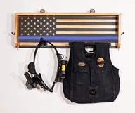 👮 standtall tactical duty gear rack with thin blue line – first responder storage shelf & police organizer- law enforcement gift decor- thin blue line gift decor with challenge coin holder - wall mountable logo