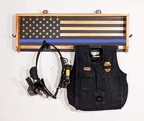 img 4 attached to 👮 StandTall Tactical Duty Gear Rack with Thin Blue Line – First Responder Storage Shelf & Police Organizer- Law Enforcement Gift Decor- Thin Blue Line Gift Decor with Challenge Coin Holder - Wall Mountable