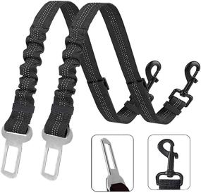 img 4 attached to 🐶 Elastic Bungee Dog Car Seatbelt by XIRGS - Adjustable Safety Belt for In-Car Use with Metal Buckle, Reflective Nylon Tether Connected to Pet Harness - 2PCS Set