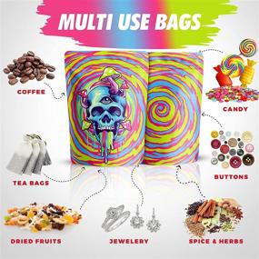 img 1 attached to 🎒 CANNIPAK Smell Proof Mylar Bags 3.5 - Printed Design Stand Up Pouch, Resealable Zip Lock Baggies for Food Storage and Cookies, 50 Pack (SKULL), Size 3.82 x 5 inches