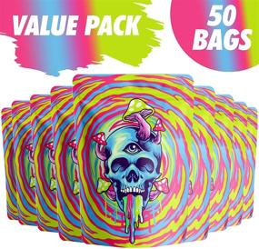 img 2 attached to 🎒 CANNIPAK Smell Proof Mylar Bags 3.5 - Printed Design Stand Up Pouch, Resealable Zip Lock Baggies for Food Storage and Cookies, 50 Pack (SKULL), Size 3.82 x 5 inches