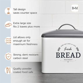 img 1 attached to 🍞 Rustic Farmhouse Bread Box for Kitchen - Extra Large Bread Storage Container - Vintage Metal Decor for Countertop - Fits 2+ Loaves