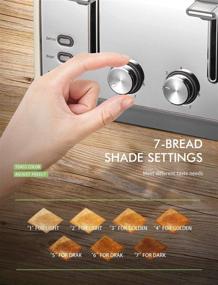 img 1 attached to 🍞 Yabano 4 Slice Toaster: Bagel Toaster with 7 Shade Settings, Warming Rack, and Extra Wide Slots in Stainless Steel, Silver Finish - Defrost, Bagel, Cancel Function with Removable Crumb Tray