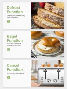 img 3 attached to 🍞 Yabano 4 Slice Toaster: Bagel Toaster with 7 Shade Settings, Warming Rack, and Extra Wide Slots in Stainless Steel, Silver Finish - Defrost, Bagel, Cancel Function with Removable Crumb Tray