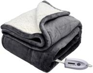 marquess heated throw blanket electric - micro plush sherpa, reversible flannel, 4 heat settings, auto-off - grey, 50 x 60 logo