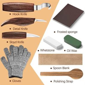 img 1 attached to Premium 10-Piece Wood Carving Tools Set: Includes Carving Hook Knife, Whittling Knife, Chip Carving Knife, Gloves, Sharpener - Ideal for Beginners' Woodworking Projects