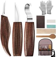 premium 10-piece wood carving tools set: includes carving hook knife, whittling knife, chip carving knife, gloves, sharpener - ideal for beginners' woodworking projects logo