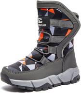 👢 boys winter snow boots waterproof: grey/orange faux fur lined big boys' shoes for outdoor adventure logo