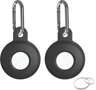 wurumi protective case for airtag tracker: anti-scratch silicone skin cover with keychain (black-2 pack) logo