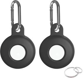 img 4 attached to Wurumi Protective Case for AirTag Tracker: Anti-Scratch Silicone Skin Cover with Keychain (Black-2 Pack)