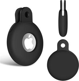 img 3 attached to Wurumi Protective Case for AirTag Tracker: Anti-Scratch Silicone Skin Cover with Keychain (Black-2 Pack)