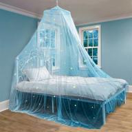 🌟 glow in the dark bed canopy with stars for girls, kids, and babies – bed/net cover for baby crib, kid bed, girls bed or full size bed – fire retardant fabric – blue logo