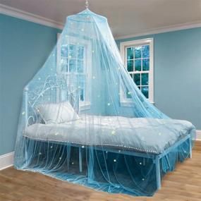 img 4 attached to 🌟 Glow in The Dark Bed Canopy with Stars for Girls, Kids, and Babies – Bed/net Cover for Baby Crib, Kid Bed, Girls Bed or Full Size Bed – Fire Retardant Fabric – Blue