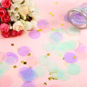 img 1 attached to 🦄 Colorful Unicorn Confetti: 1 Inch Round Tissue Paper Table Decoration for Magical Unicorn Parties - 1.76 oz (Mint Green, Purple, Pink, Cream)