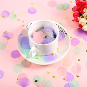 img 2 attached to 🦄 Colorful Unicorn Confetti: 1 Inch Round Tissue Paper Table Decoration for Magical Unicorn Parties - 1.76 oz (Mint Green, Purple, Pink, Cream)