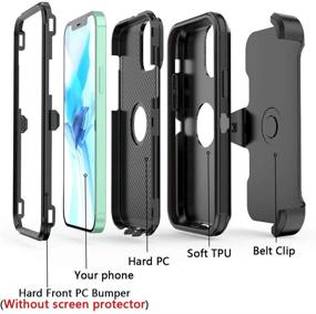 img 2 attached to 📱 Black Heavy Duty Shockproof Armor Case with Belt Clip Holster for Apple iPhone 12 6.1 2020 Phone - Compatible with iPhone 12 Case, iPhone 12 Pro Case