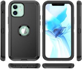 img 1 attached to 📱 Black Heavy Duty Shockproof Armor Case with Belt Clip Holster for Apple iPhone 12 6.1 2020 Phone - Compatible with iPhone 12 Case, iPhone 12 Pro Case