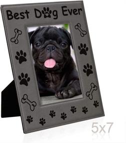 img 2 attached to KATE POSH Best Dog Ever Engraved Leather Picture Frame: The Ideal Gift for Dog Lovers – Dog Memorial, Birthday, and Pet Memorial Gifts with Dog Paws and Bones Decor