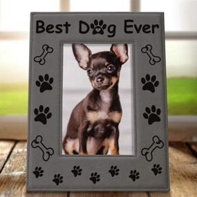 img 1 attached to KATE POSH Best Dog Ever Engraved Leather Picture Frame: The Ideal Gift for Dog Lovers – Dog Memorial, Birthday, and Pet Memorial Gifts with Dog Paws and Bones Decor