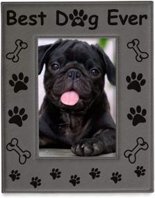 img 4 attached to KATE POSH Best Dog Ever Engraved Leather Picture Frame: The Ideal Gift for Dog Lovers – Dog Memorial, Birthday, and Pet Memorial Gifts with Dog Paws and Bones Decor