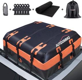 img 4 attached to 🚗 AUTOOMMO 15 Cubic Feet Car Top Cargo Carrier - Waterproof Rooftop Roof Bag for Vehicle, SUV, and Truck with Storage Bag, Anti-Slip Mat, 6 Door Hooks, and Lock