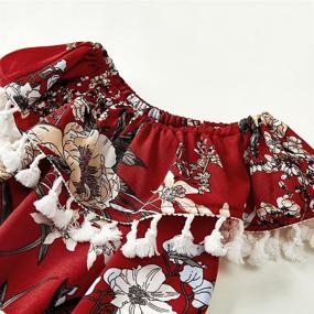 img 2 attached to Цветочные платья из шифона для мамы и дочери с бантом-руфлями: идеальные совпадающие наряды для пляжа, с короткими рукавами