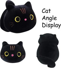 img 3 attached to 🐱 Cuecutie 9.8" Black Cat Plush - Adorable Kawaii Cat Pillow - Round-eyed Kitty Stuffed Animal Toy - Perfect Birthday or Christmas Gift (9.8inch)