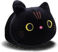 🐱 cuecutie 9.8" black cat plush - adorable kawaii cat pillow - round-eyed kitty stuffed animal toy - perfect birthday or christmas gift (9.8inch) logo