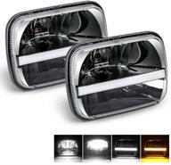π braveway 7x6 led headlights - square lights 5x7 inch high/low beam with amber white drl - sealed beam rectangular headlight led for h6052 h6053 h6054 h6014 (t004c-a-2pc) logo