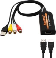 конвертер hdmi для rca, адаптер av кабеля к hdmi, совместимый с pal/ntsc, 1080p, поддерживает wii, wii u, ps1, ps2, ps3, stb, xbox, vhs/vcr/dvd плееры, sega, nintendo 64. логотип