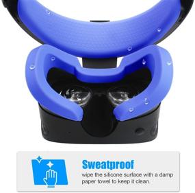 img 2 attached to 🔵 AMVR VR Mask Silicone Protective Cover Set for Oculus Rift S Headset - Blue | Sweatproof, Waterproof, Anti-Dirty Replacement Face Pads Accessories with Front Foam and Rear Foam Silicone Cover