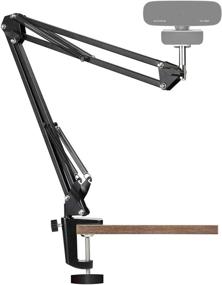 img 4 attached to 📷 Adjustable Webcam Stand Clamp Mount with Rotatable Cantilever Scissors Long Arm Bracket - Aluminum Fixed Clip, 1/4 Inch Screw - Logitech Webcam C930e, C930, C920, and More