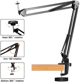 img 1 attached to 📷 Adjustable Webcam Stand Clamp Mount with Rotatable Cantilever Scissors Long Arm Bracket - Aluminum Fixed Clip, 1/4 Inch Screw - Logitech Webcam C930e, C930, C920, and More