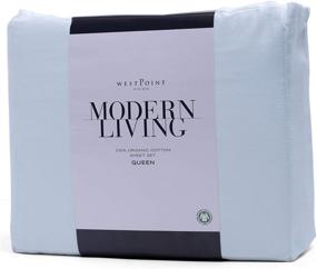 img 3 attached to 🛏️ Сертифицированный набор простыней Queen Blue Mist из органического хлопка - Modern Living 300 Thread Count