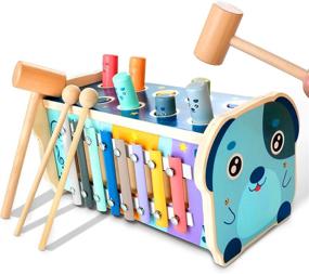 img 4 attached to 🎁 KIDWILL Wooden Hammer Pounding Toy, Sorting Maze Bench, Xylophone Musical Toy - 3 in 1 Educational Gift for 1 2 3 4 Year Old Baby Toddler Boy Girl - Perfect for Christmas, Birthdays