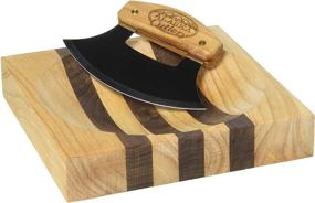 img 1 attached to 🔪 Alaska Ulu Knife Set-Curved Knife with Wood Handle & Chopping Board with Bowl-User-friendly Rocker Tool for Chopped Salads & Veggies-Use like a Single-handled Mezzaluna-Made in Alaska, USA at Ulu Factory