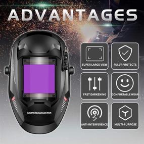 img 2 attached to True Color Large Viewing Screen Solar Power Auto Darkening Welding Helmet - Monster & Master, Wide Shade with 4 Arc Sensors - ATHUS-MM-WH-004