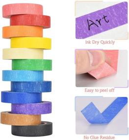 img 1 attached to 🎨 24 Rolls of Colored Masking Tape, Art Craft Paper Tape for Kids - Craft Tape Set with 12 Different Color Rolls, 11 Yard Length and Width Choices of 0.3/0.6 inch