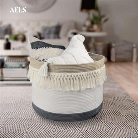 img 1 attached to 🧺 AELS XXXLarge 22"x15" Rope Boho Basket: Stylish Woven Baby Laundry Storage with Handles - Ideal for Blankets, Toys, Comforter, Cushions, Threads, and more!