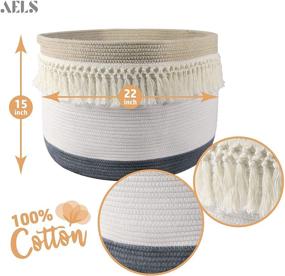img 3 attached to 🧺 AELS XXXLarge 22"x15" Rope Boho Basket: Stylish Woven Baby Laundry Storage with Handles - Ideal for Blankets, Toys, Comforter, Cushions, Threads, and more!