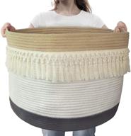 🧺 aels xxxlarge 22"x15" rope boho basket: stylish woven baby laundry storage with handles - ideal for blankets, toys, comforter, cushions, threads, and more! logo