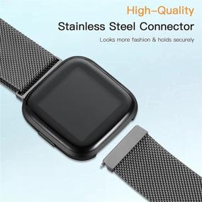 img 3 attached to 🖤 Стильные ремешки из нержавеющей стали для Fitbit Versa/Versa Lite/Versa 2 - Черный (малый размер)