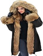 🧥 aofur womens hooded faux fur lined coats: stay warm & stylish with parkas, anoraks, and long jackets for winter outwear logo