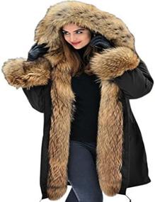 img 2 attached to 🧥 Aofur Womens Hooded Faux Fur Lined Coats: Stay Warm & Stylish with Parkas, Anoraks, and Long Jackets for Winter Outwear