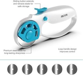 img 3 attached to 🧵 NICAPA 45mm Rotary Cutter for Fabric - Safety Lock, Ergonomic Design, Crafting, Sewing, Quilting - Extra 5pcs 45mm Replacement Blades Included