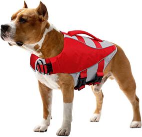 img 4 attached to 🐶 High-Floatation Dog Life Vest with Rescue Handle and Neck Support by Queenmore Pet