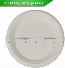 img 2 attached to 🌱 CantaGreen 6 inch Compostable Dessert Plates - 100 Count | Heavy Duty Sugarcane/Bagasse and Bamboo Fibre Biodegradable Disposable Paper Plate