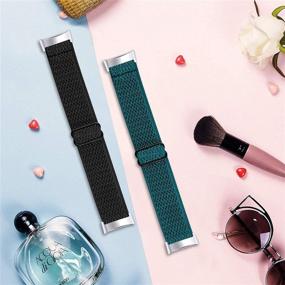 img 1 attached to 📌 OCEBEEC 2 набор регулируемых эластичных ремешков для Fitbit Charge 5 - Стильная замена нейлонового браслета для женщин и мужчин (Черный+Темно-синий)